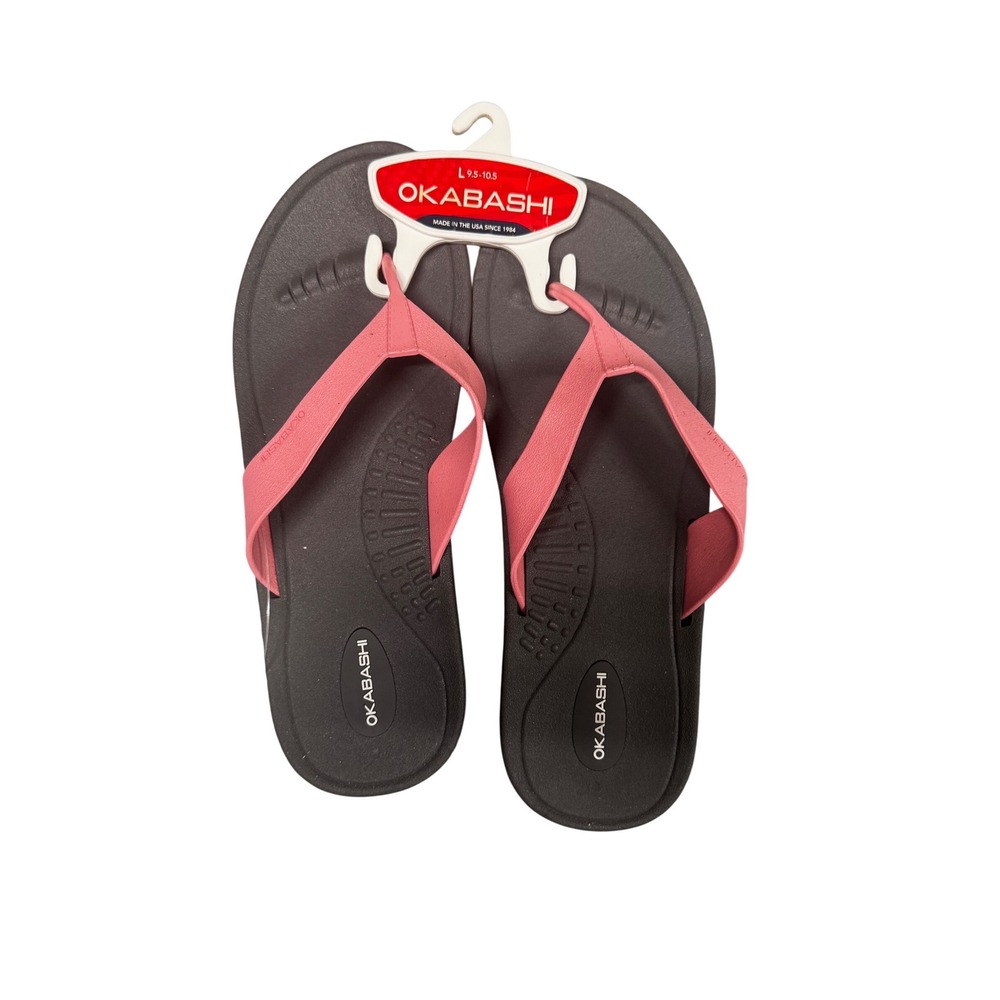 Okabashi Breeze Flip Flop Sandals Slate Blossom Pink Womens Size M 6.5-7.5‎ NEW
